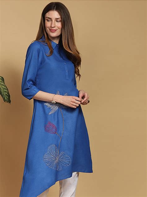 blue embroidered kurta.